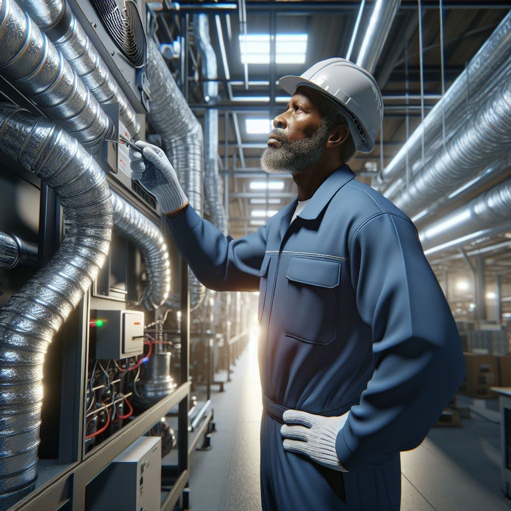 Man inspecting a commercial HVAC system